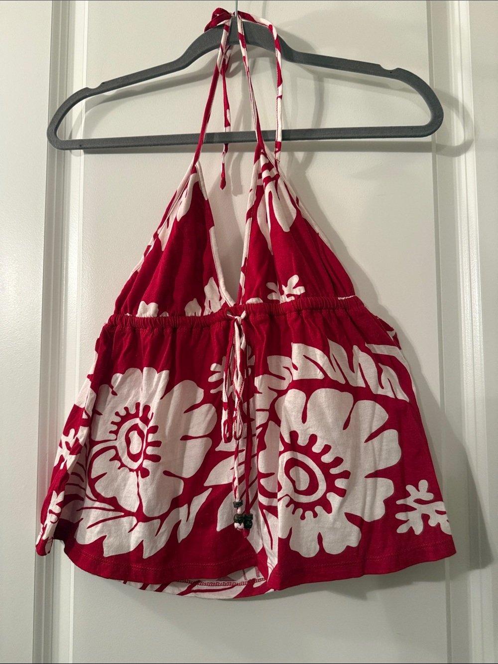 Ralph Lauren Denim Supply Red and White Floral Halter Top Sz S